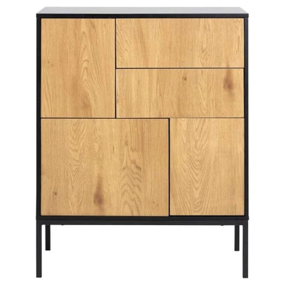 Afbeelding van Leen Bakker Dressoir Avola Zwart/eiken 103x80x40cm Dressoirs Zwart Mdf