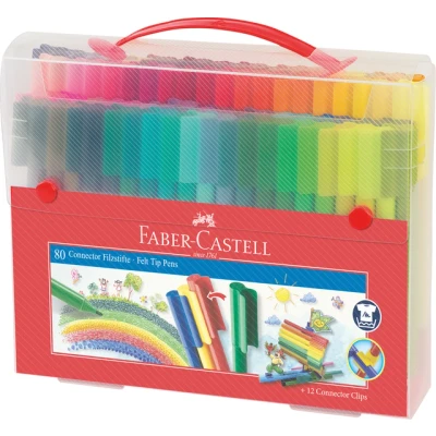 Afbeelding van Kleurstift Faber Castell Connector cadeauset à 80 stuks assorti