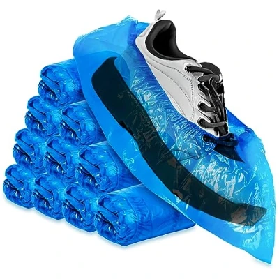 Afbeelding van com four® 100x hoogwaardige wegwerp overschoenen 5 g per overschoen plastic schoen waterdicht in één maat