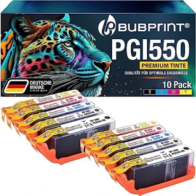 Afbeelding van Bubprint 550XL 551XL 10 inktcartridges compatibel als vervanging voor Canon PGI 550 CLI 551 XL Pixma IP7200 IP7250 IX6850 IP8750 MG5450 MG5550 MG5650 MG6350 MG6650 MG7150 MG. 7550.