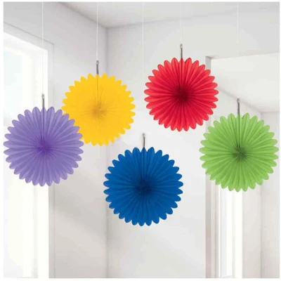 Afbeelding van Mini waaiers regenboog kleuren 5 stuks