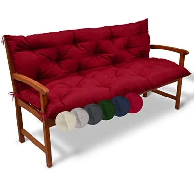 Afbeelding van Beautissu Tuinbank kussen Flair BR kussens voor tuinmeubelen 100 x 50 cm rood zitkussen en rugkussen
