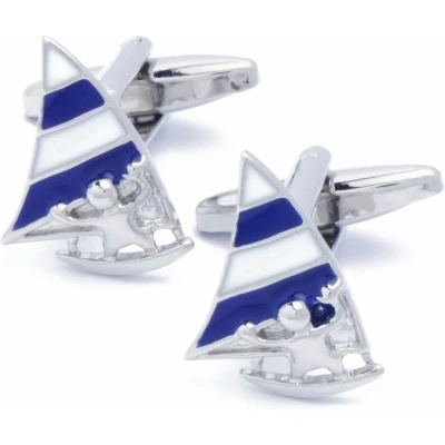 Afbeelding van Manchetknopen Windsurfer Windsurfen Blauw en Wit Zeil