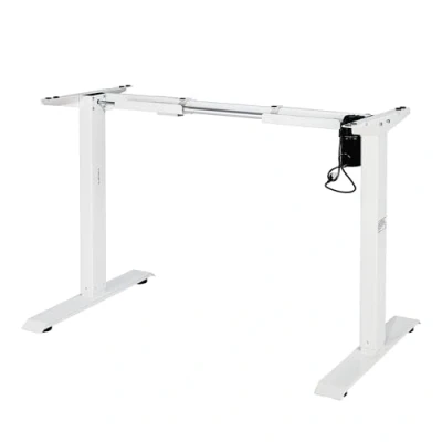 Afbeelding van Iris Ohyama, zit sta bureau, ergonomisch in hoogte verstelbaar bureauframe, ladeloos, antibotsvoeten, USB poorten, kantoor, thuis HADFRW Wit