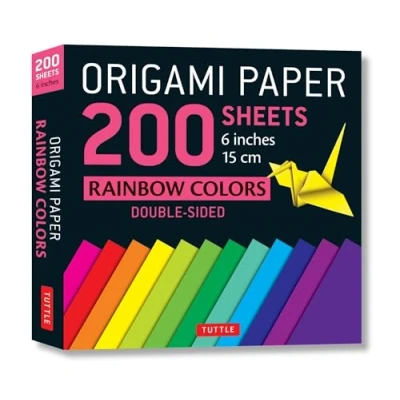 Afbeelding van Origami Paper 200 Sheets Rainbow Colors 6&quot; (15 cm) /anglais: Tuttle Paper: Double Sided Printed with 12 Different Color Combinations (Instructions for 6 Projects Included)