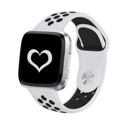 Afbeelding van Fitbit Versa 1 / 2 &amp; Lite sportbandje Maat: Small Wit + Zwart