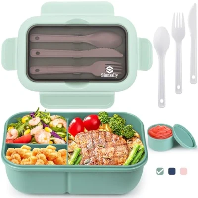 Afbeelding van Broodtrommel met scheidingsvakken, 1250 ml, lunchbox vakken voor kinderen/volwassenen, lunchbox, ontbijtdoos, brooddoos, snackbox, ontbijtbox, snackbox