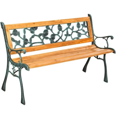 Afbeelding van tectake Tuinbank hout/gietijzer 124x52x74 cm