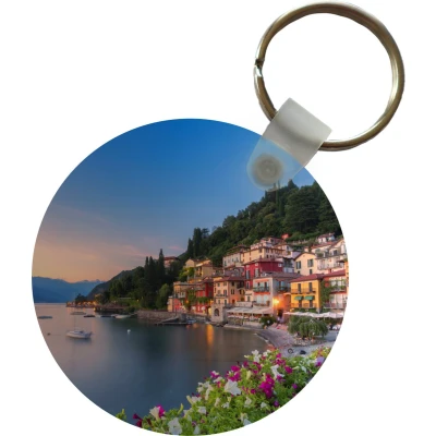Afbeelding van Sleutelhanger Italië Zonsondergang Meer Plastic Rond Uitdeelcadeautjes