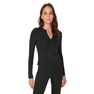 Afbeelding van Trendyol Damesblouse met rechte lange mouwen, getailleerd, zwart, S