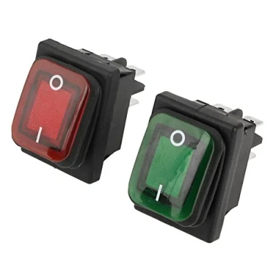Afbeelding van 4 stuks Tuimelschakelaar Pin 2 Positie 220V ON OFF Snap Waterdicht Stofdicht Rood Groen Lamp
