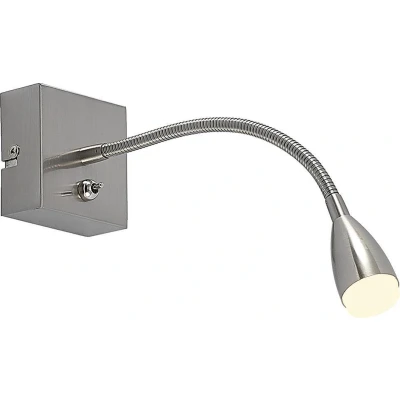 Afbeelding van Lindby LED wandlamp 1licht ijzer, kunststof H: 7 cm gesatineerd nikkel Inclusief lichtbron