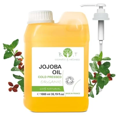 Afbeelding van Oogcontourolie, gezichts en haarverzorging, organische jojoba onvergelijkbare voordelen, hydraterend, waterdichte make up verwijderaar, vette huid, lippenbalsem 1000 ml