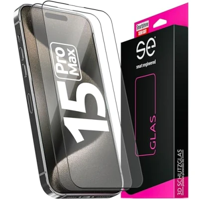 Afbeelding van 2 x beschermglas voor iPhone 15 Pro Max uit Duitsland 100% passend met installatiehulp, compatibel Max, bescherming, glas, folie, 9H, hardheid,