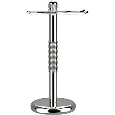 Afbeelding van GRUTTI Scheermes &amp; Borstelhouder, Luxe Chrome Scheerhouder en Nat Scheerborstel Zilver