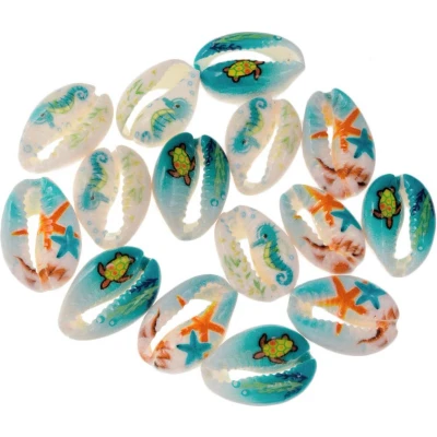 Afbeelding van Kauri Schelpjes Beach Print (18 23 x 13 14 6 8 mm) Mix Color (15 stuks)