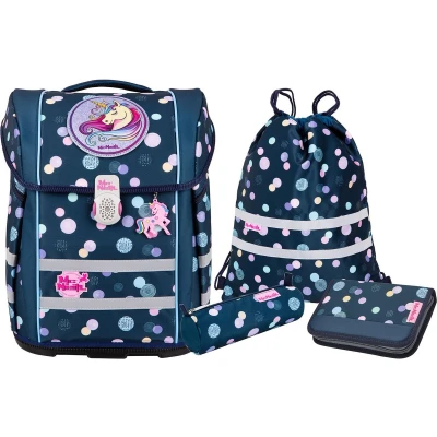 Afbeelding van McNeill Schooltas Ergo Perfecto Schoolbag Set 5 delig Polly Donkerblauw