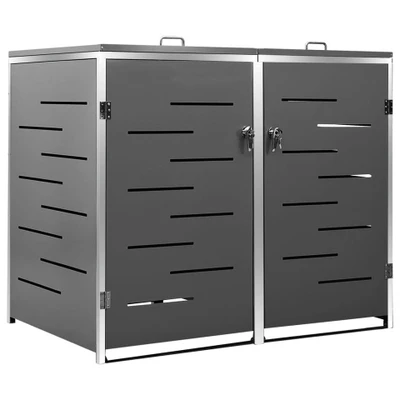 Afbeelding van vidaXL Containerberging dubbel 138x77,5x115,5 cm roestvrij staal