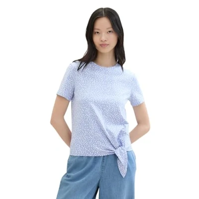 Afbeelding van TOM Tailor Denim Tshirt print, Dames, Maat: XS, Mid blue minimal print
