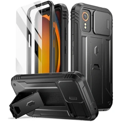 Afbeelding van Poetic Revolution Case Compatibel met Galaxy Xcover 7 5G, [Slide Camera Cover], [20FT Mil Grade Drop Tested], Full Body Militaire Robuuste Dual Layer Shockproof Cover Kickstand, Zwart