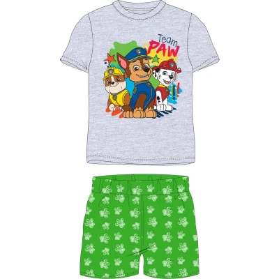 Afbeelding van Paw Patrol team shortama/pyjama grijs/groen katoen maat 140