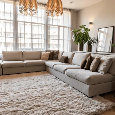 Afbeelding van Hoogpolig vloerkleed Fender beige 240 x 330 cm (XL) Interieur05