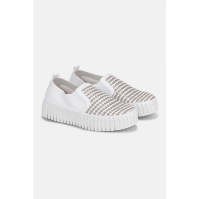 Afbeelding van Ilse Jacobsen Instappers Platform TULIP3876 beige zool 100100 White