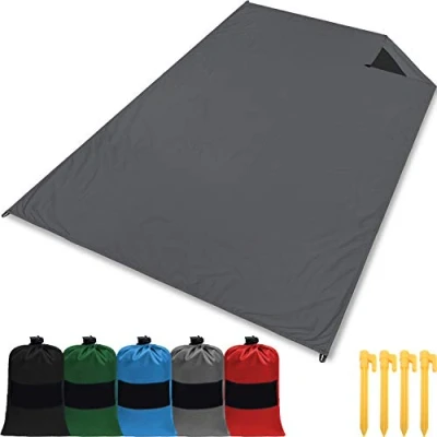 Afbeelding van picknickdekens, outdoor stranddekens, waterdicht, wasbaar, zandvrij, 200 x 140 cm groot, grijs