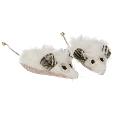 Afbeelding van Adori Speelgoed Fluff Twins Kattenspeelgoed 14x5x1.5 cm Wit