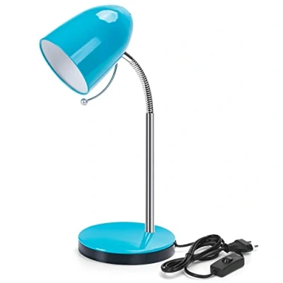 Afbeelding van Aigostar Retro Tafellamp Blauw, Desk Lamp Zonder Gloeilamp, Leestafel Table Compatibel met E27 Type LED Lamp,Verstelbare Flexibele hals,153cm Kabel Schakelaart,Voor Studie,Werk,Lezen