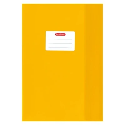 Afbeelding van Herlitz, Notitieboekje + schrijfblok, Dossierbeschermer DIN A4, reliëf (raffia), PP, geel met opgeplakt etiket opschrift (A4)