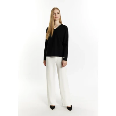 Afbeelding van Dreimaster Acalmar Trui, Dames, Maat: XS/S, Schwarz wollweiss