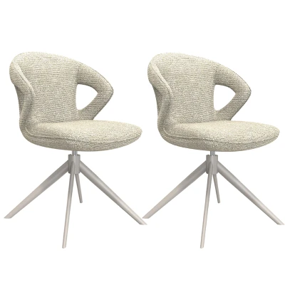 Afbeelding van Label51 Zurich eetkamerstoel bouclé naturel/taupe Boucle