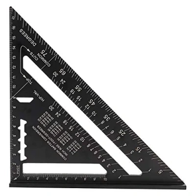 Afbeelding van 7 Inch Driehoek Liniaal, Metrische Aluminiumlegering Timmerman Meten Snelheid Layout Tool Met Gradenboog Schaal 0 90 Voor Houtbewerking Ingenieur