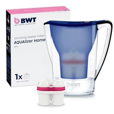 Afbeelding van BWT AQUAlizer Home Waterfilter, blauw, incl. 1 magnesiumfilterpatroon, waterfilter voor drinkwater, gerechten en dranken, filtert kalk, chloor, lood koper