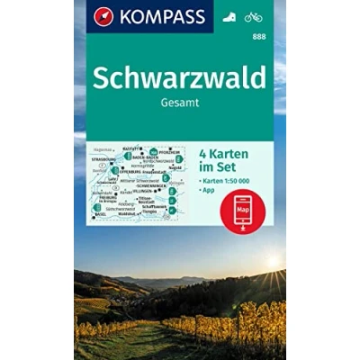 Afbeelding van KOMPASS Wanderkarten Set 888 Schwarzwald Gesamt (4 Karten) 1:50.000: offline Karte in der App, markierte Wanderwege, Fahrradwege, Skitouren, Langlaufen