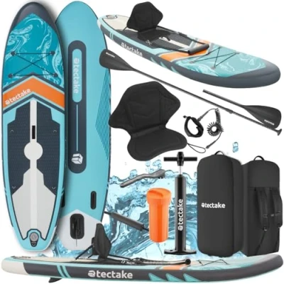 Afbeelding van tectake® Stand Up Paddle Board Zenon SUP plank opblaasbaar stabiel 288 x 77 22,5 cm max 200kg oranje turqoois