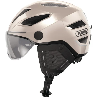 Afbeelding van ABUS Pedelec 2.0 ACE cityhelm fietshelm met achterlicht, vizier, regenkap, oorbescherming voor dames en heren goud, maat S