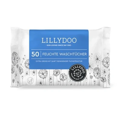 Afbeelding van Lillydoo XL doekjes, 50 stuks, extra grote stof, 100% plasticvrij en geurvrij