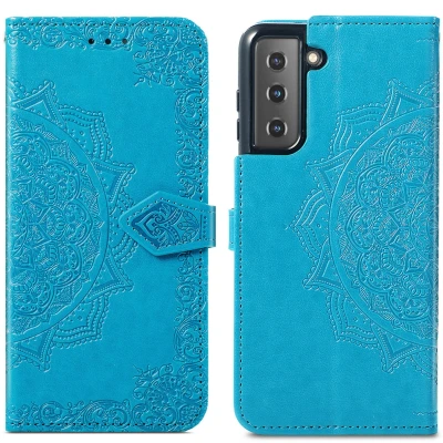 Afbeelding van Samsung Galaxy S21 Hoesje Kunstleder iMoshion Bookcase Turquoise Telefoonhoesje