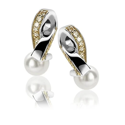 Afbeelding van Orphelia Oorbel Bicolor White Pearl Zirconium Sterling Zilver 925