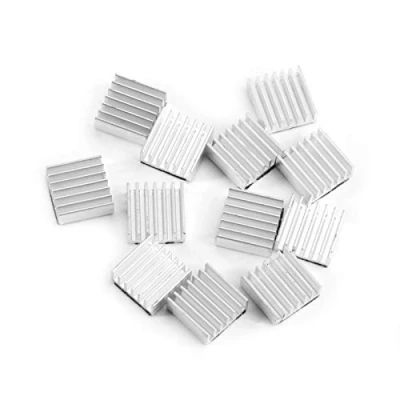 Afbeelding van 12 stuks kleine aluminium koellichaam, koellichaam koelset, met zelfklevende lijm op achterkant, voor computer, stroom IC, elektrisch apparaat, LED lichtapparaten, 14x14x6mm