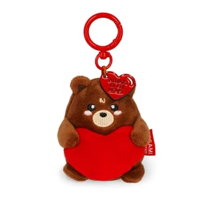 Afbeelding van Legami Super Soft! Teddybeer sleutelhanger, pluche hanger met gegraveerde boodschap en karabijnhaak van zink, 7 x 11 cm, Bruin, S