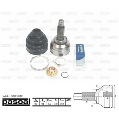 Afbeelding van Homokineet reparatie set, aandrijfas PASCAL G10332PC