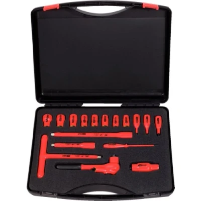 Afbeelding van KS Tools, Dopsleutel + dopmoer, 3/8&quot; doppenset, 16 delen, met geïsoleerd gereedschap