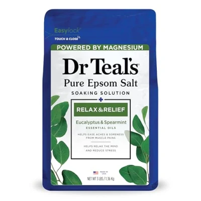 Afbeelding van Dr. Teal&#039;s Puur Epsom zout, Weekoplossing voor Ontspanning en Ontlasting met Eucalyptus &amp; Groene Munt, 1,36 kg
