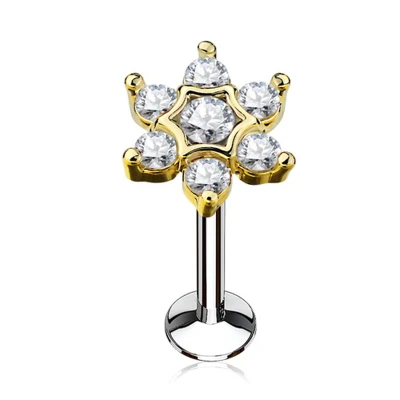 Afbeelding van Piercing CZ ster goud kleur 8 mm
