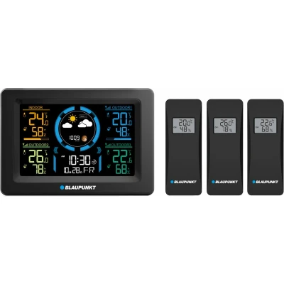Afbeelding van Blaupunkt Weerstation met hygrometer / luchtdruk voorspelling 3 sensoren Zwart