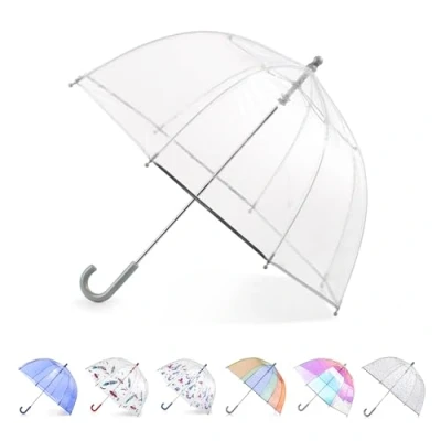 Afbeelding van by Totes Kid&#039;s Clear Bubble Paraplu met Easy Grip Handvat, Transparant, Kids 38&quot; Canopy, Heldere bubbelparaplu koepelkap, lichtgewicht ontwerp, wind en regenbescherming