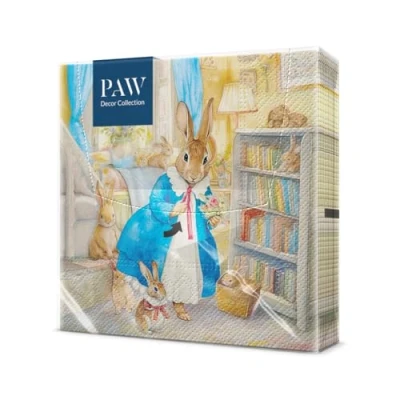 Afbeelding van PAW Papieren Servetten 3 laags (33 x 33 cm) 20 Stuks Perfect voor Pasen, Feesten, Lente en Vieringen Tafeldecoratie Paasfeest Kleurrijke Gezellig Thuis